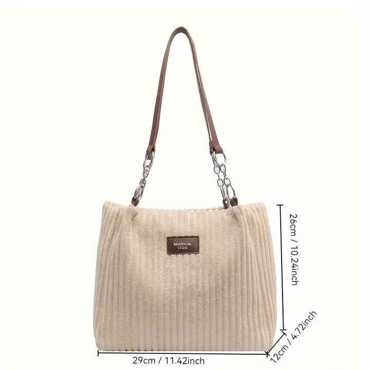 Samantha - Trendy Corduroy Tote Bag