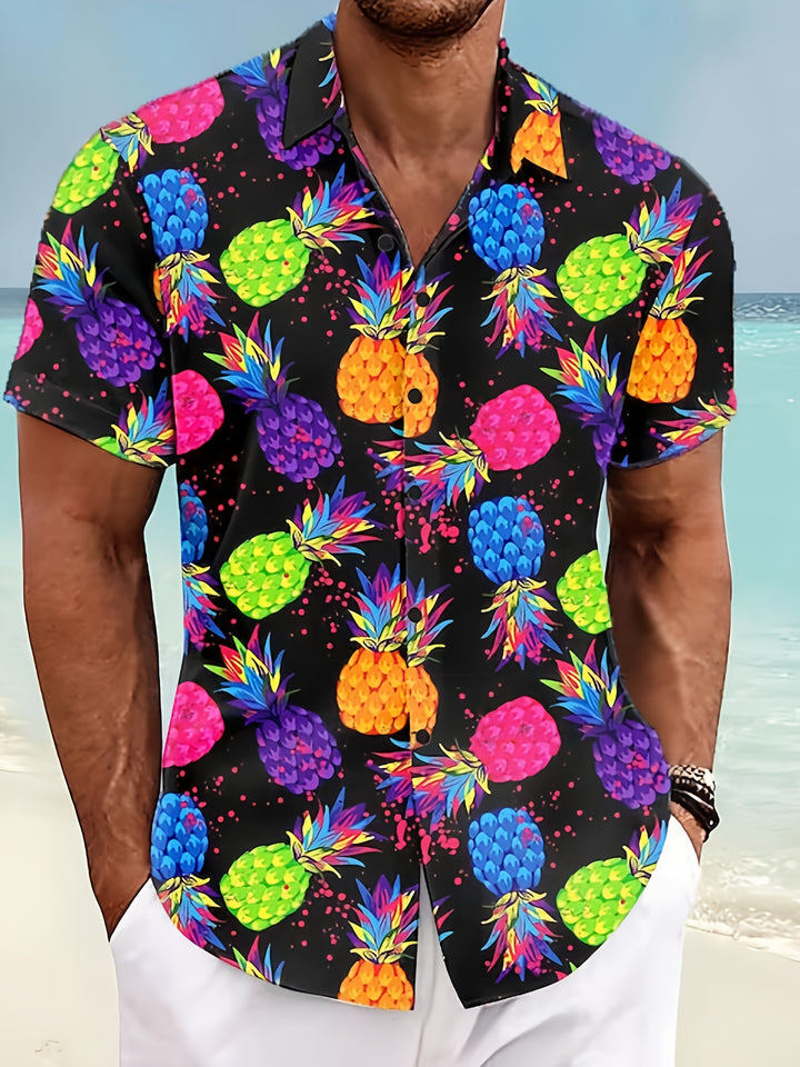 Max - Pineapple Print Summer Shirt + Free Matching Pineapple Bucket Hat