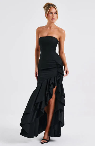 Angelina - Elegant Maxi Dress with Frilled Skirt