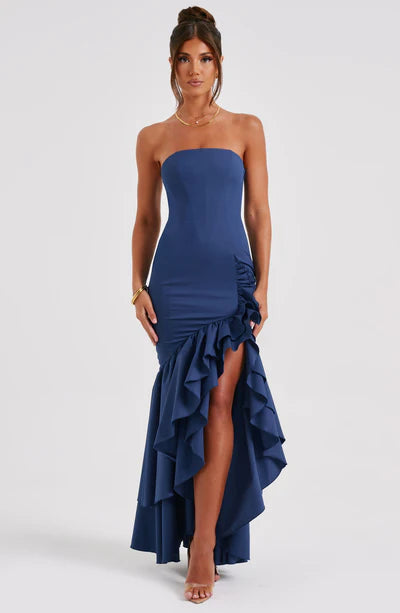 Angelina - Elegant Maxi Dress with Frilled Skirt