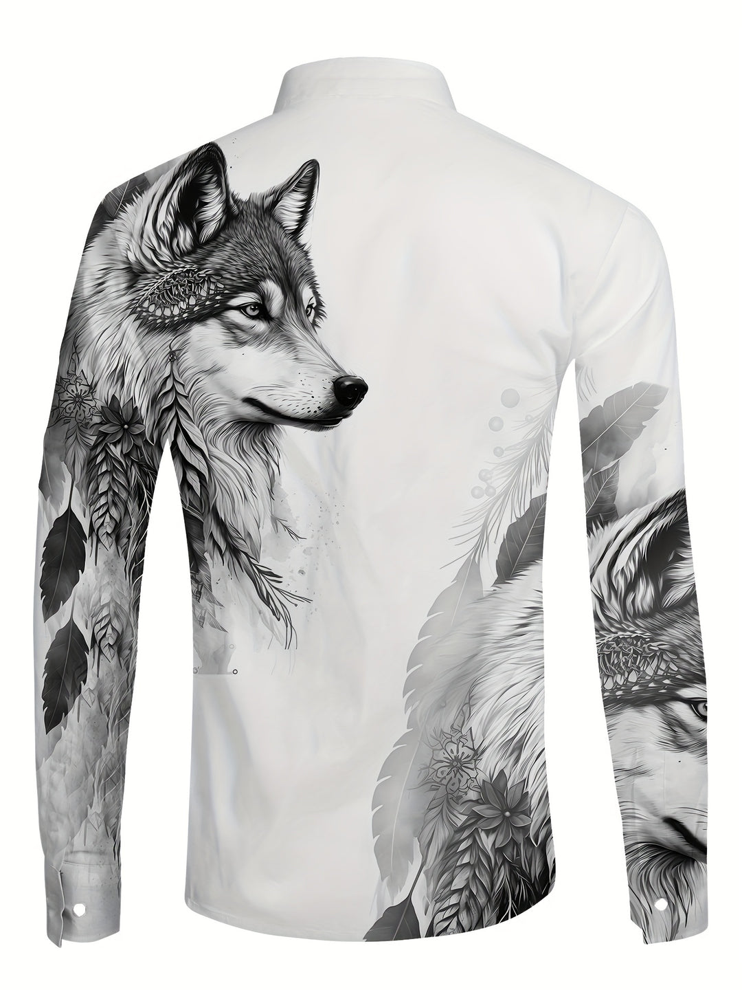 Ethan - Wolf Print Henley Shirt