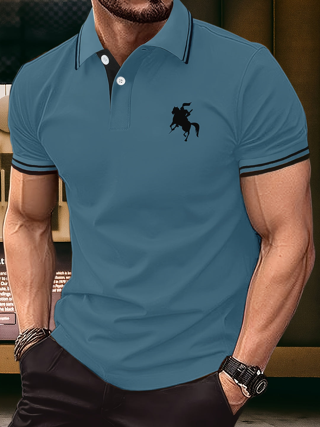 Liam - Elegant Polo Shirt with Knight Silhouette