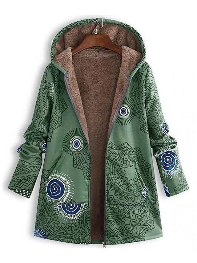 Qamar - Boho Winter Parka with Geometric Patterns